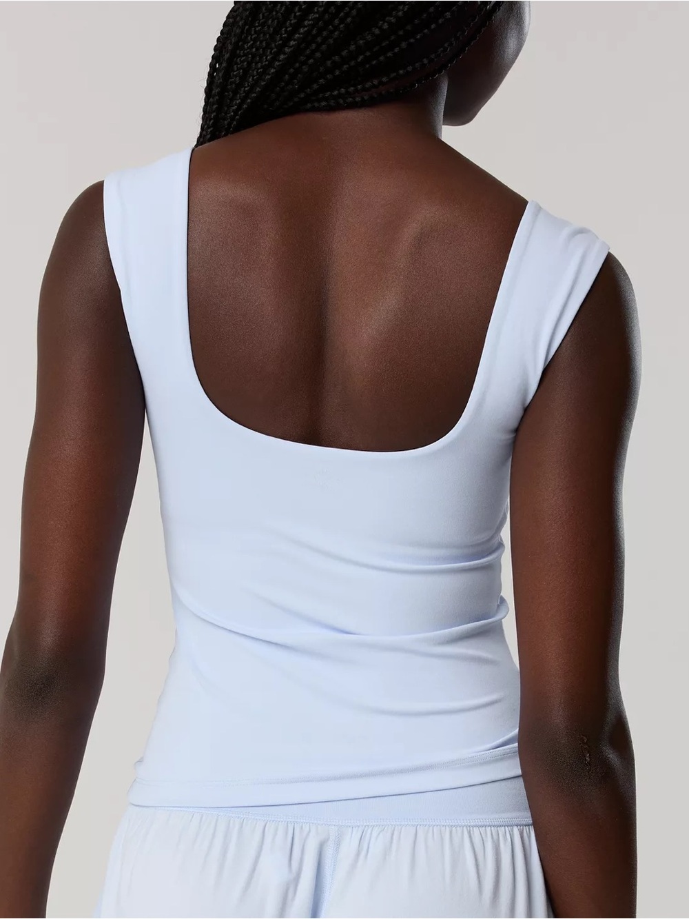 All in Motion Everyday Soft Crop Tank Top Light Blue Square Neck Built-in Bra S - Picture 2 of 8